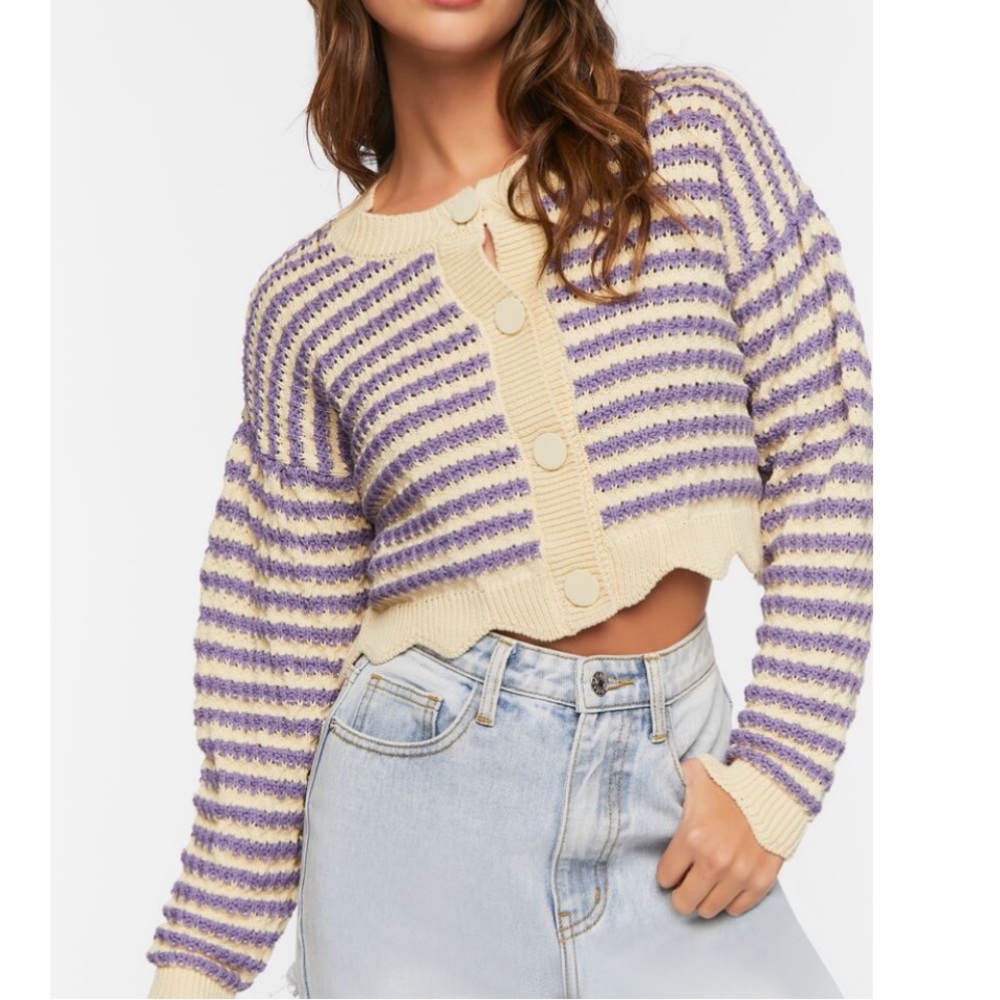 Stylist Striped Crochet Cardigan